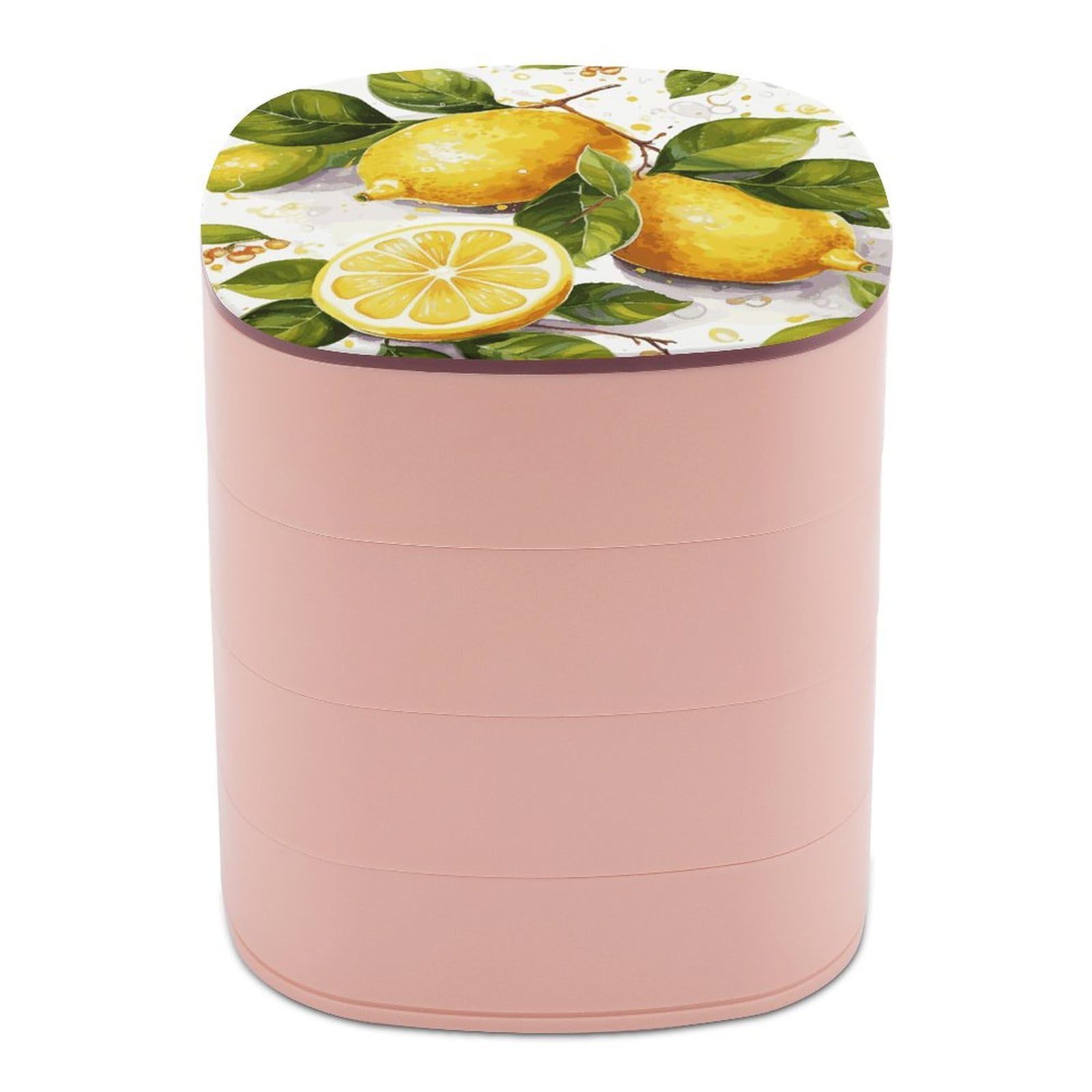 JTREHY Fruits Lemon Jewelry Box 4-Layer Covered Rotating Jewelry Storage Box Large Capacity Storage Boxes Portable Jewelry Case for Bracelets Earrings Necklace