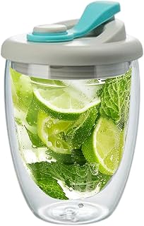 Double Wall Glass Coffee Cup, Taza de café insulated Beer con Lid, taza de café con Lid, 350 ml de taza de café, borosilicato Glass Coffee Mug, Spill-Proof Travel Coffee Cup, taza de té insulated