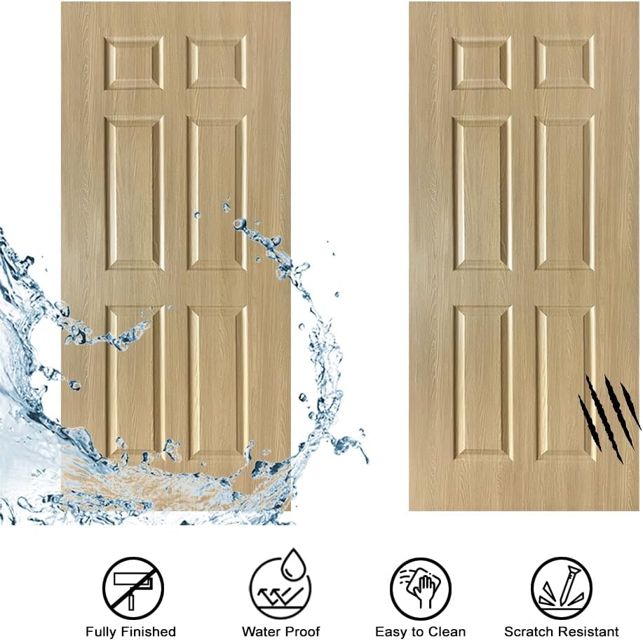 34 in. x 88 in. 6 panel hollow core oak finished pvc composite interior door slab oak 88x34