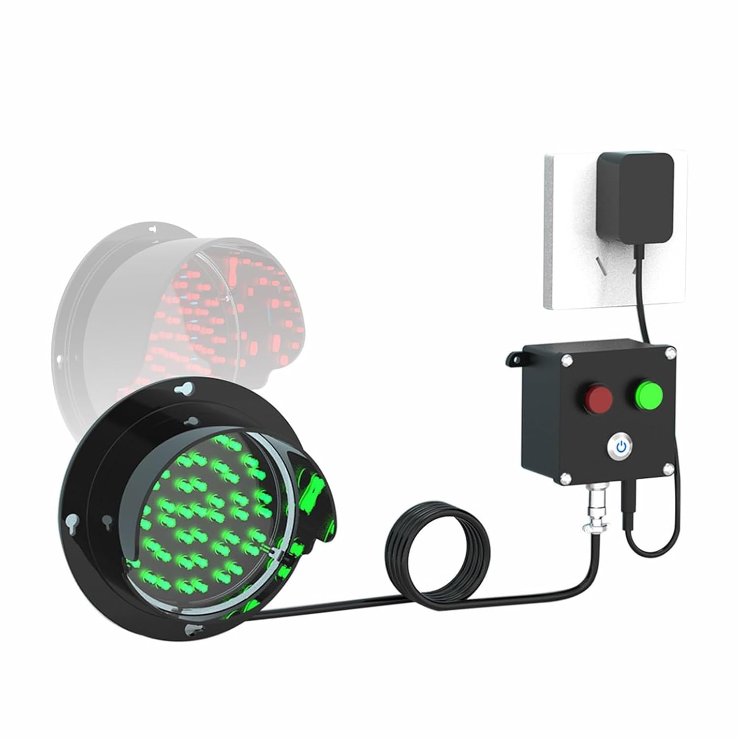 赤と緑の2 in 1信号機、産業用LED交通信号標識ライト、クリア ... 赤/緑 2 色ライト交通信号灯、LED 信号機、防水交換可能な信号機芯、レンズ信号機,AC110-240V、壁用工業用信号ランプ、ボ