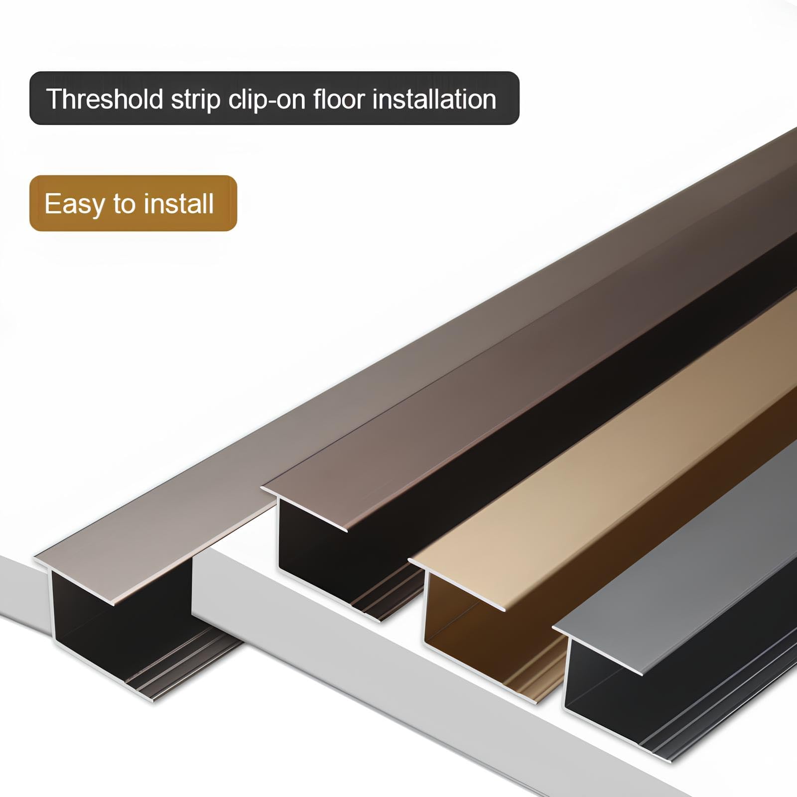 Profilo Terminale Per Pavimento Striscia Di Transizione In Alluminio | Striscia di Rivestimento del Bordo del Copertura di 12/15/18mm Pavimenti(Rose gold,12mmx140cm)