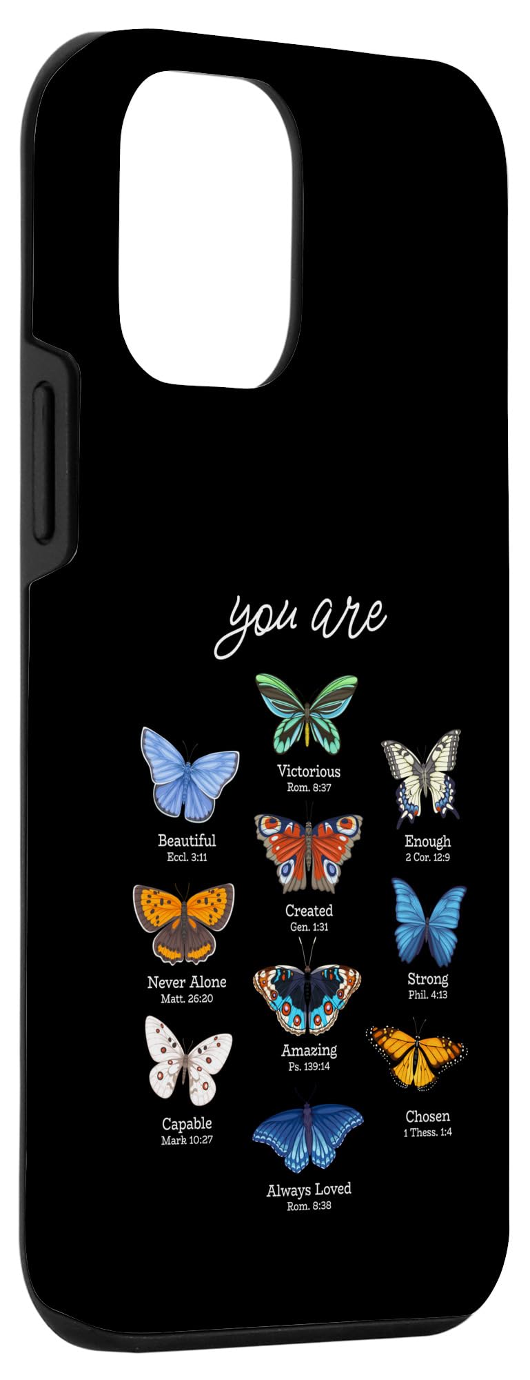 You Are Beautiful Bible Verse Religious Christian Butterfly Case for iPhone 12 mini - Image 3