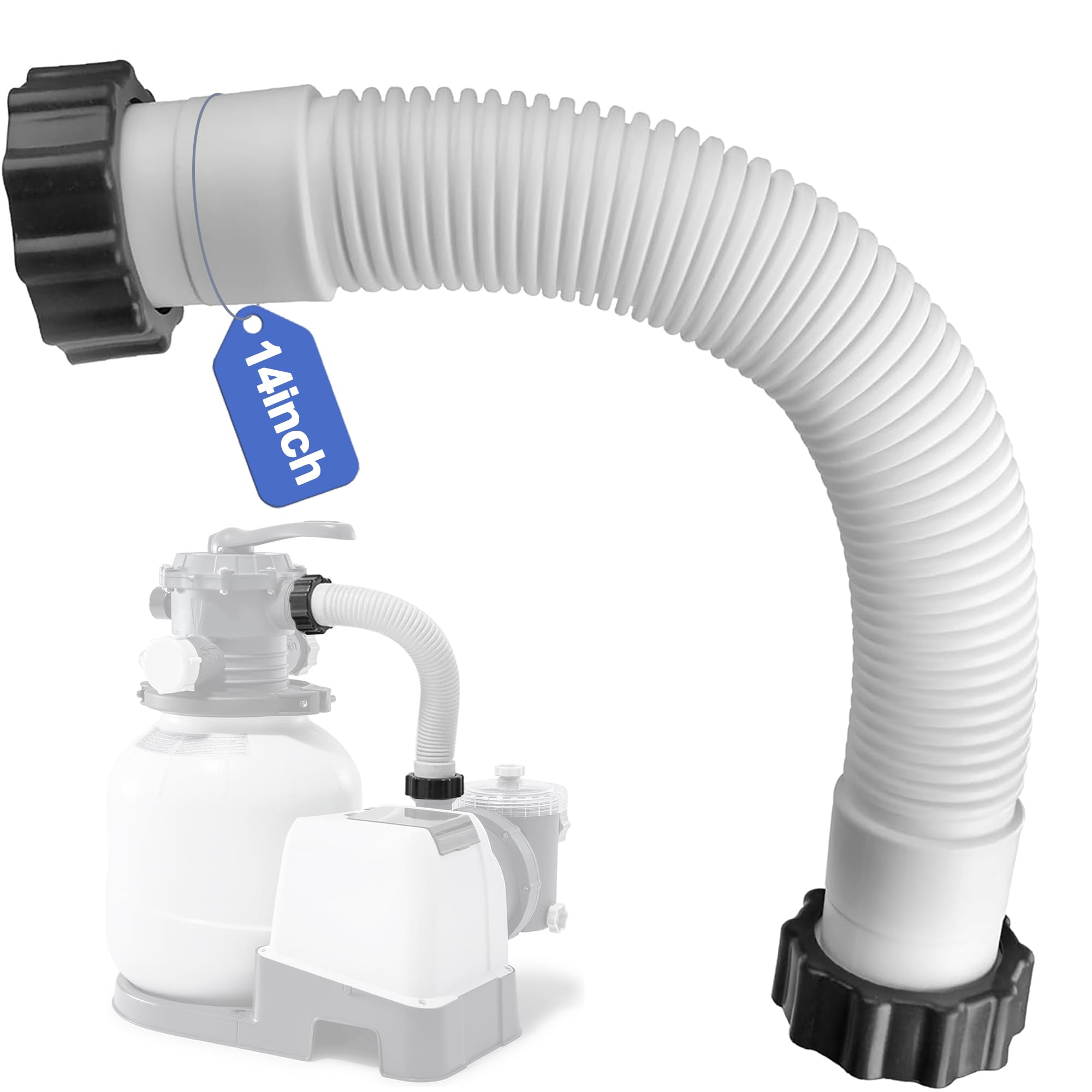 11388 Pool Sand Filter Pump Hose for Intex Sand Filter, 1.5 Inch Pool Pump Hose Replacement for Above Ground Pools & Saltwater Systems, 14 Inch Pool Hoses Interconnecting Pool Filter to Pump-image-41