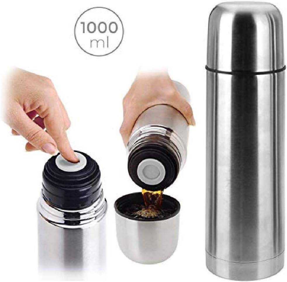 Oramics 500 ml, 750 ml or 1000 ml Thermos Flask with Push Button, Double-Walled Stainless Steel Insulated Flask - Image 3