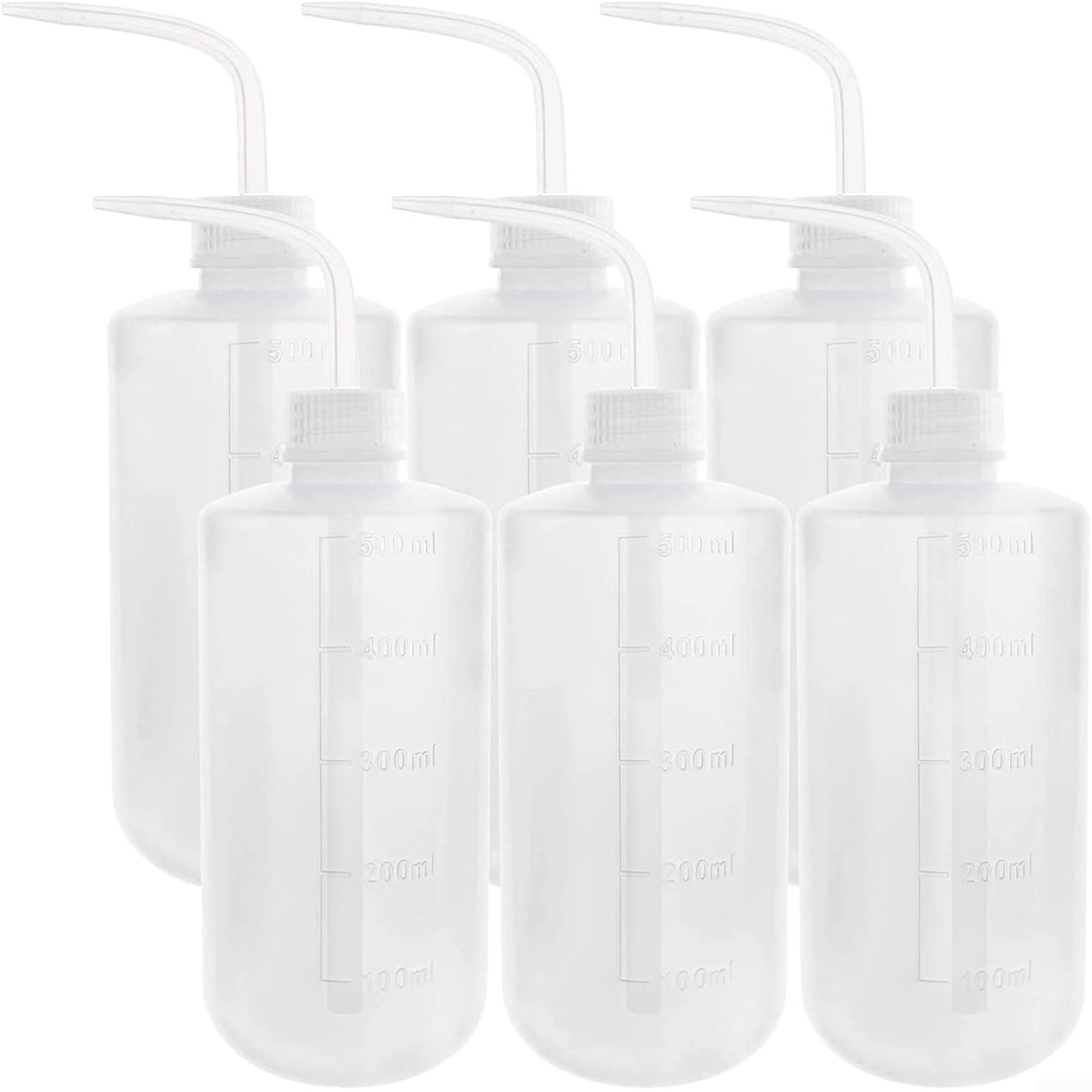 6 bottiglie di sicurezza in plastica da 500 ml, bottiglia da spremere con punta inclinata per un flusso uniforme, bottiglia flessibile per conservare acetone, utensili da lavaggio