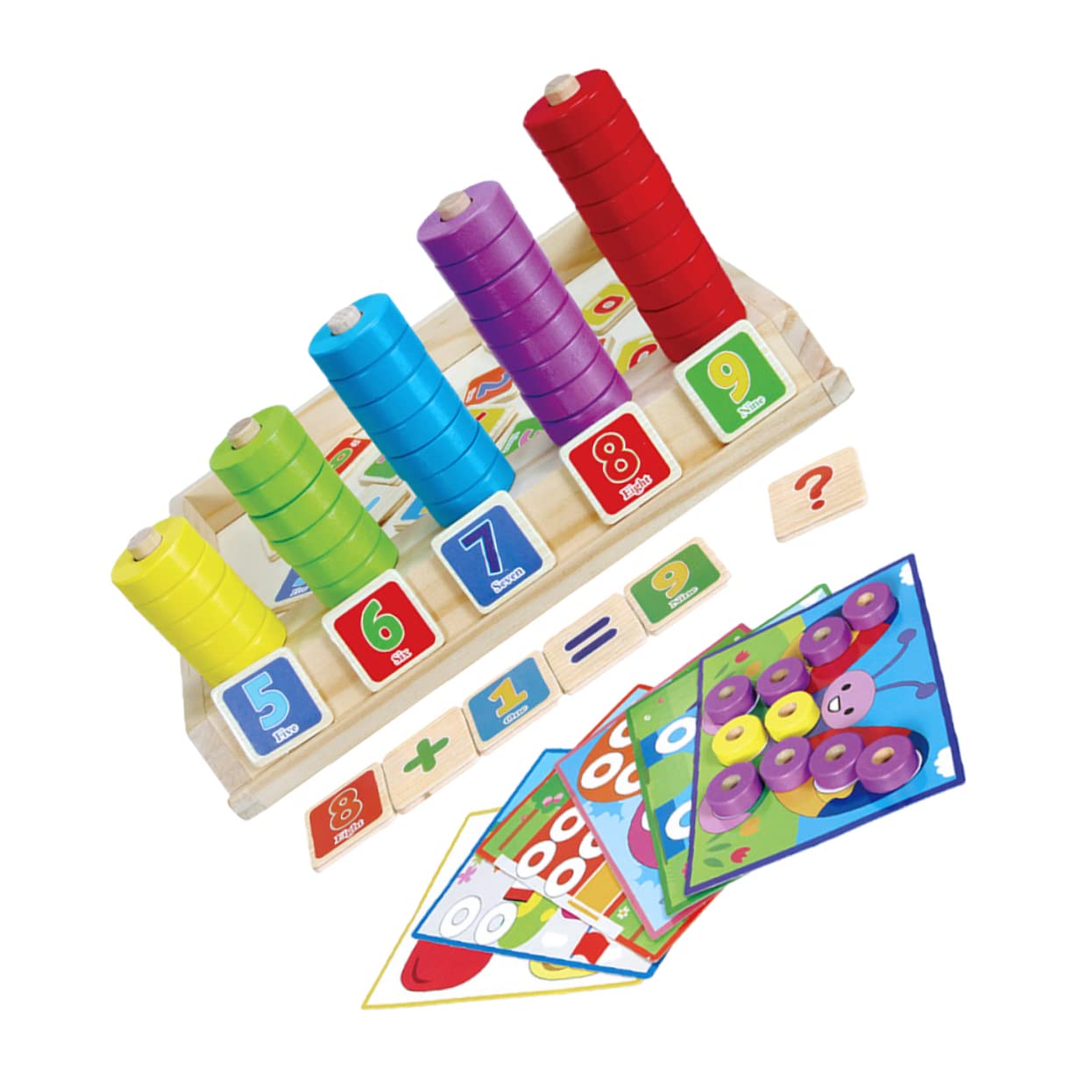 Educativo de Bloques de Madera para Multifuncional de Matemáticas Colores Desarrollo Cognitivo y Habilidades Manuales para Preescolar