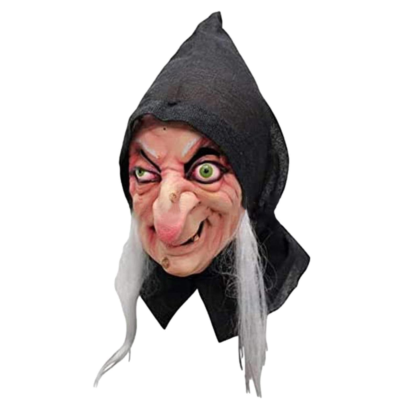 Dirfuny Old Woman Witch Mask - Halloween Scary Horror Cosplay Costume