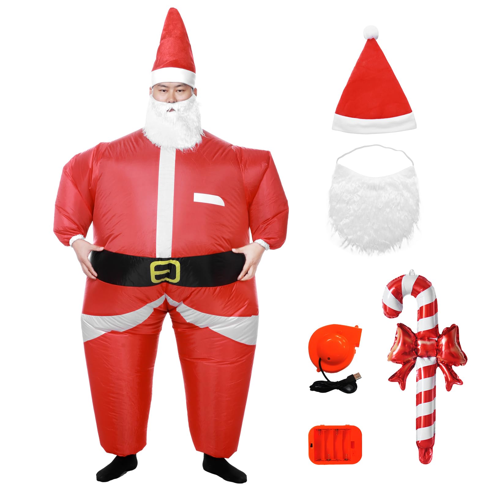Formemory Christmas Inflatable Costumes Santa Claus Costume Christmas Outfit Gingerbread Man Costume Christmas Fancy Dress for Ault Unisex One Size