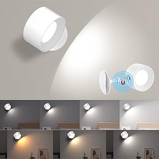 Amicool Wall Light Wall Lamp Indoor Bedside Lamp Dimmable with Battery Pack of 1 LED Bedside Lamps Touch Control 3 Brightness Levels 3 Colour Modes 360° Rotatable for Living Room Bedroom