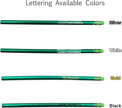 Miniatura 10 de ezpencils Lápiz personalizado a granel  Lápices redondos  Barril de color rosa (cuerpo), borrador blanco y virola de latón  Paquete de 50,