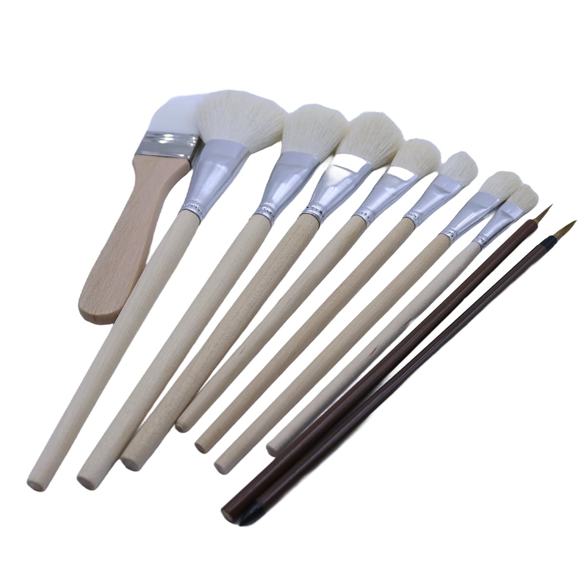 Set di 10 pennelli per smalto in pelo di capra per ceramica - per smalto, sotto smalto, acquerello, olio e acrilico su ceramica