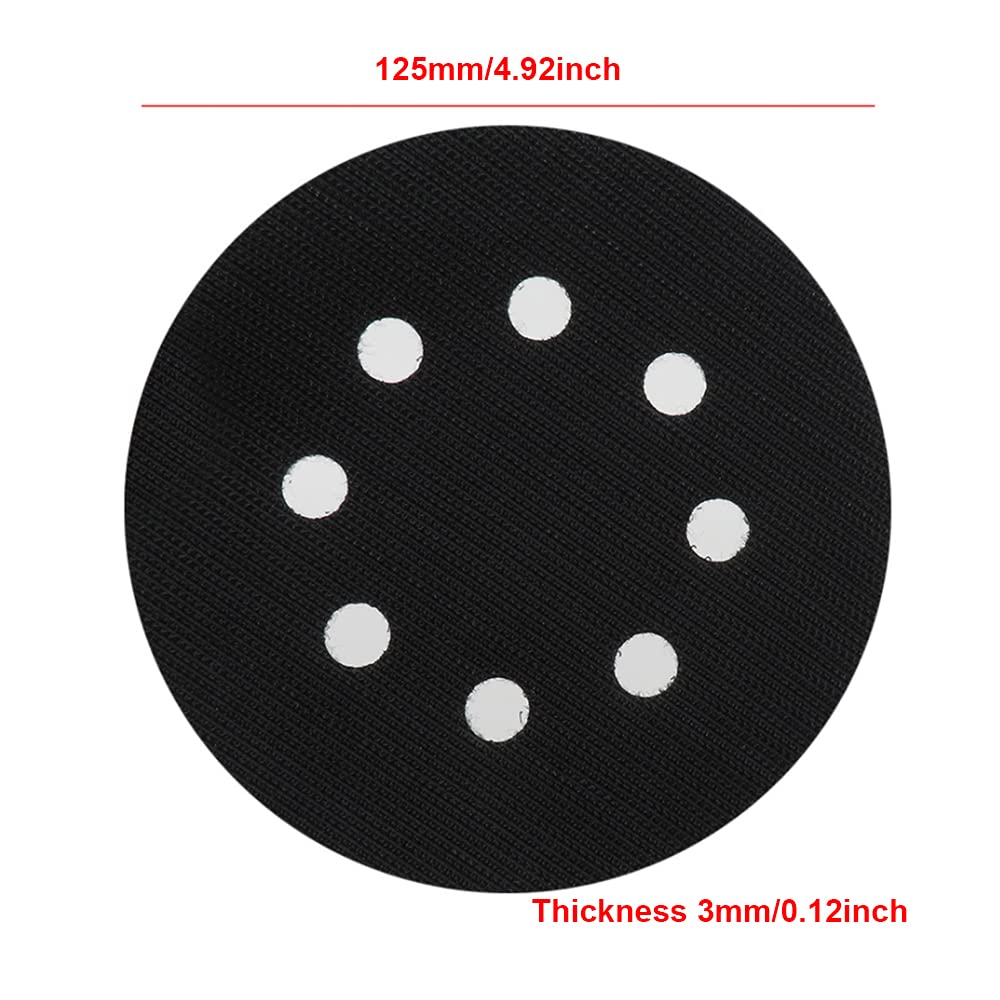 3 Pack Interface Pad, 5 Inch 8 Holes Hook and Loop Sanding Disc for Pneumatic and Electric Self-cleaning Polishing Machines, Grinders