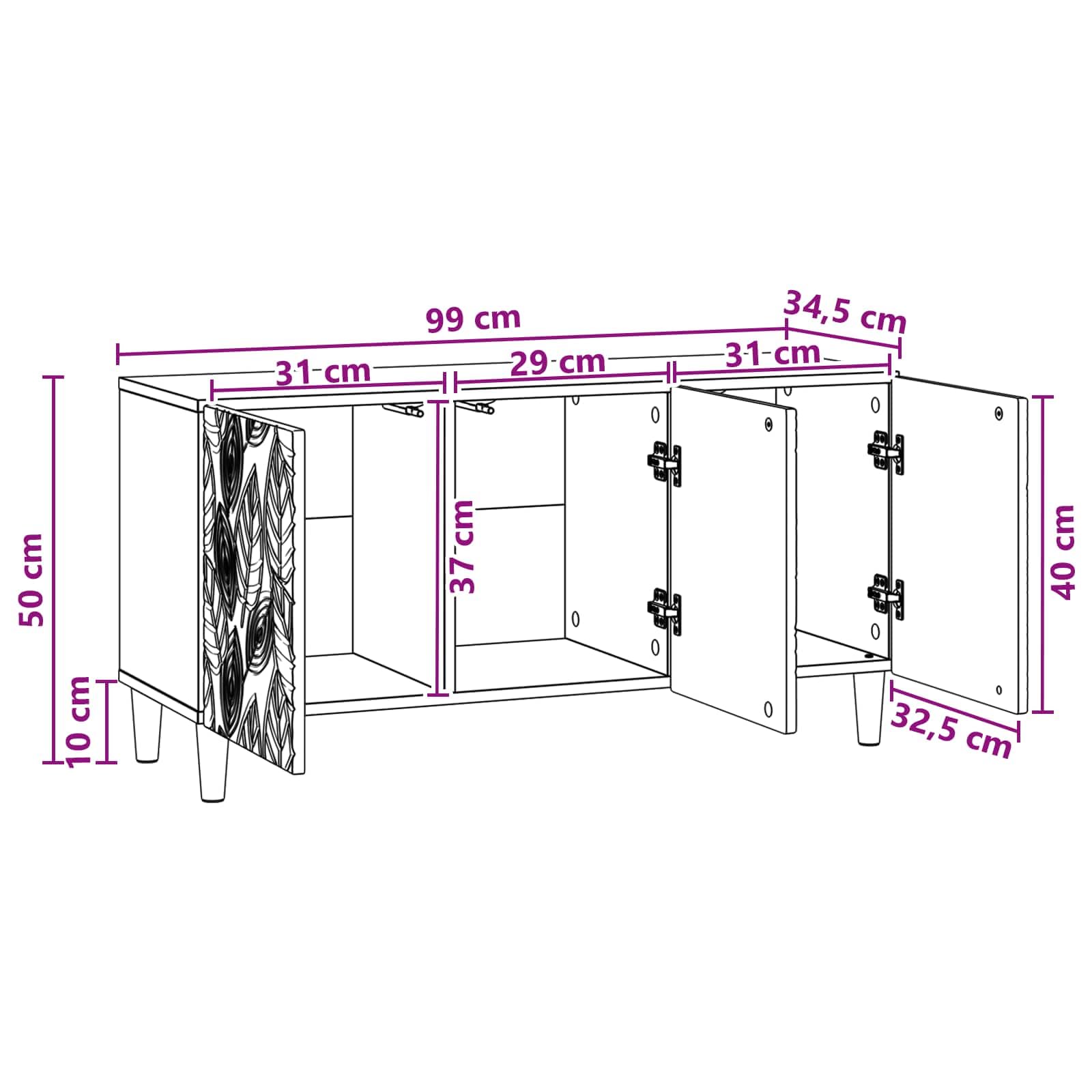 Hothingwell TV-Bank, 99 x 34,5 x 50 cm, Schwarz, Holz | Drehtür 90°, vielseitig einsetzbar, modernes Design, einfache Reinigung mit feuchtem Tuch