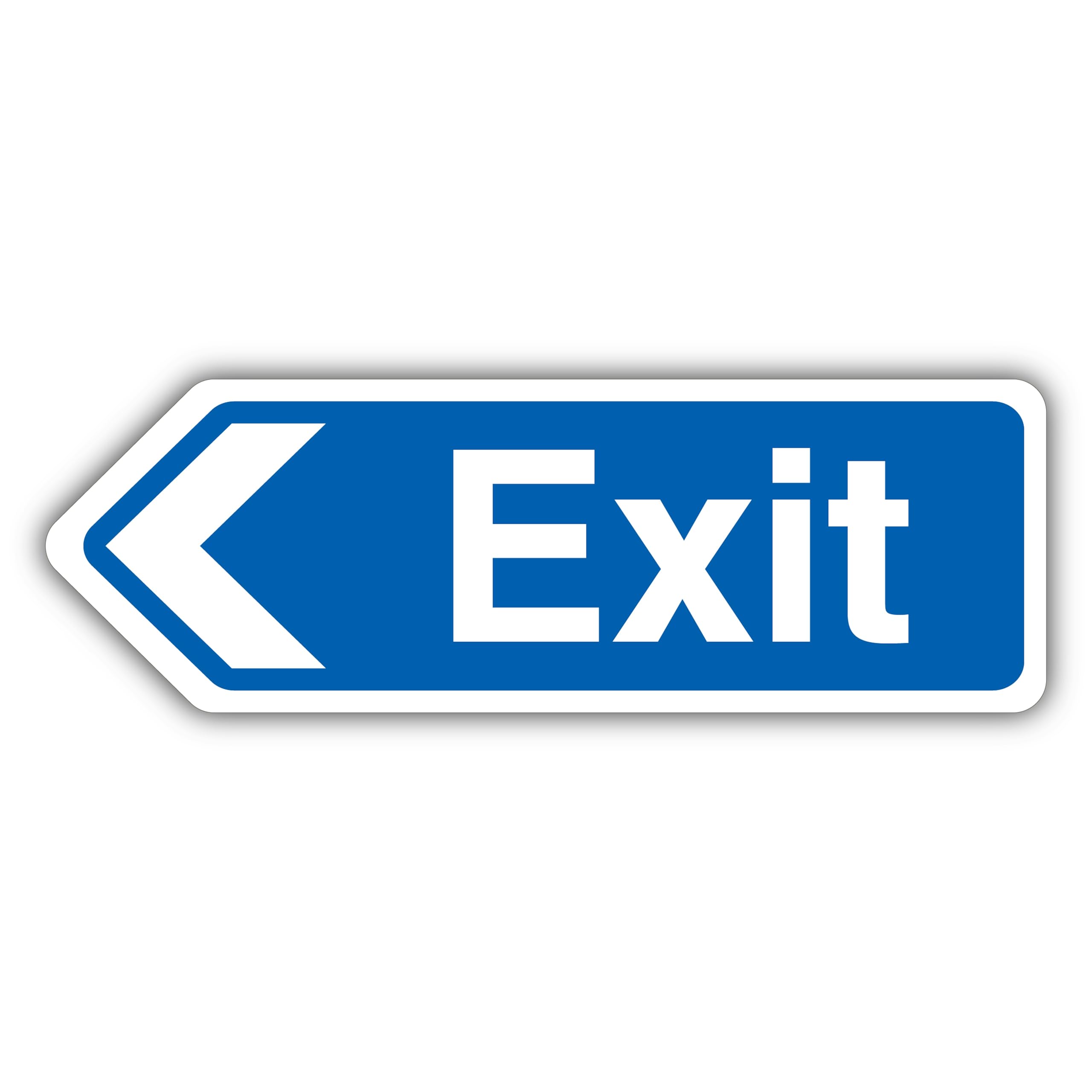 V Safety Exit Arrow Left - Shaped Sign 450 x 150 mm - 2mm Super-Tough Rigid Plastic