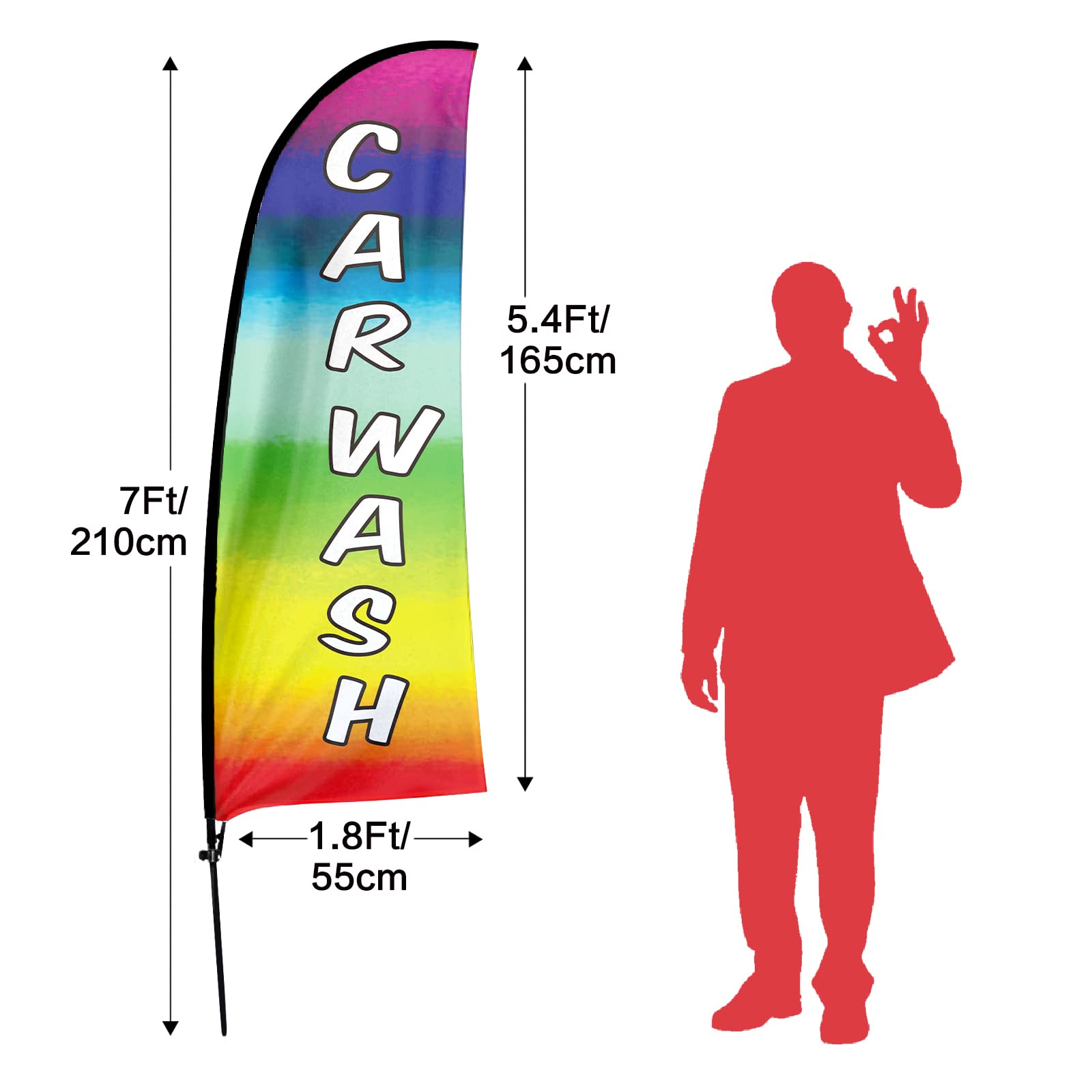 Drapeau Publicitaire Glacé QSUM - 2,1m - Kit Complet Avec Mât