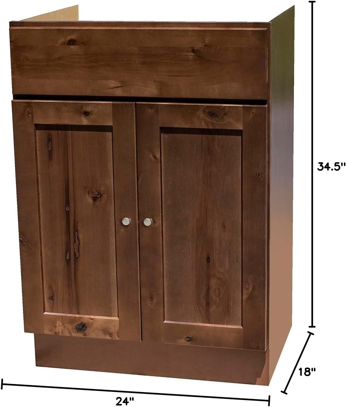 Rustic Walnut Stained 24" x 18" Vanity Cabinet