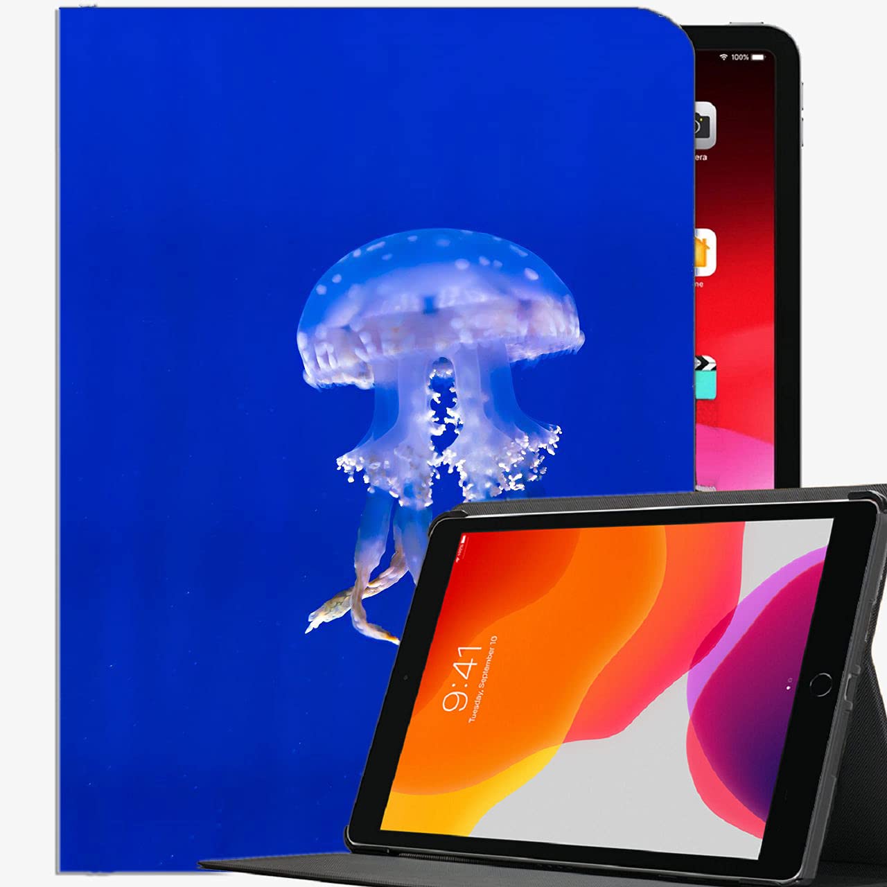 For iPad Pro 12.9 Inch Case 2021 2020 2018,Jellyfish Tentacles Swim Underwater World Case Slim Shell Cover For iPad iPad Pro 12.9 inch