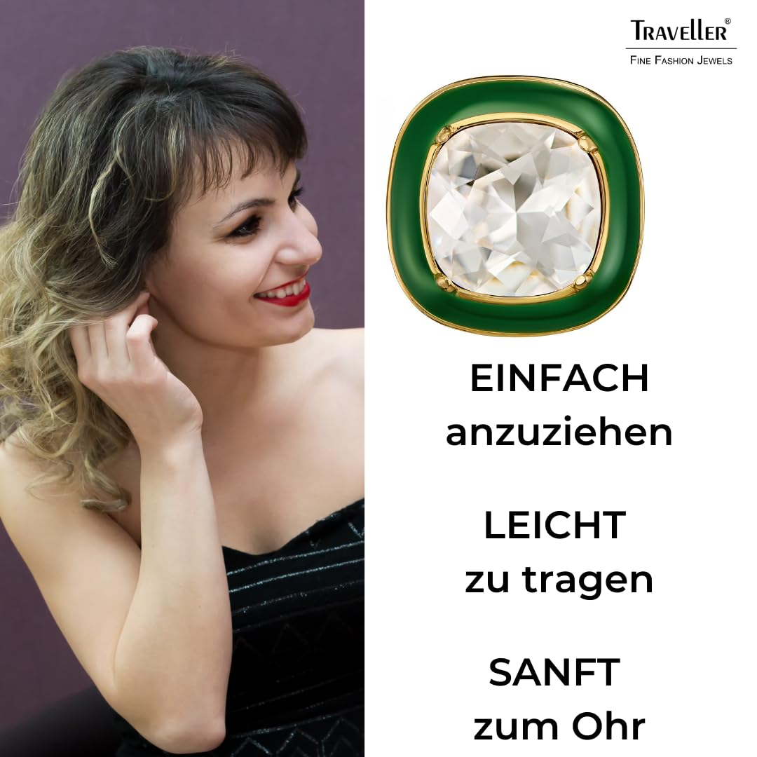 Traveller Ohrclip - Kristalle - Email - diverse Farben