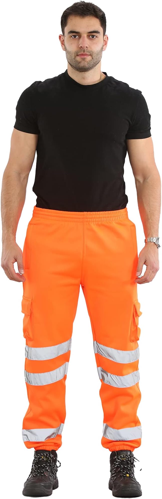 Mens Hi Vis Viz Two Tone Jogging Bottoms Combat Trousers Workwear Joggers