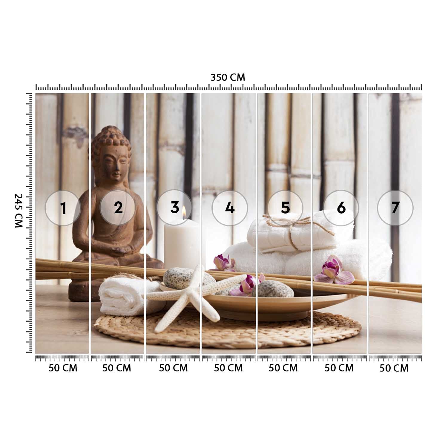 Feeby Carta Da Parati Buddha Zen Spa Oriente 350x245 cm marrone Fotomurale Tessuto Non Tessuto Per Casa Ufficio Camera Da Letto Gabinetto Soggiorno Buddismo Meditazione Candela