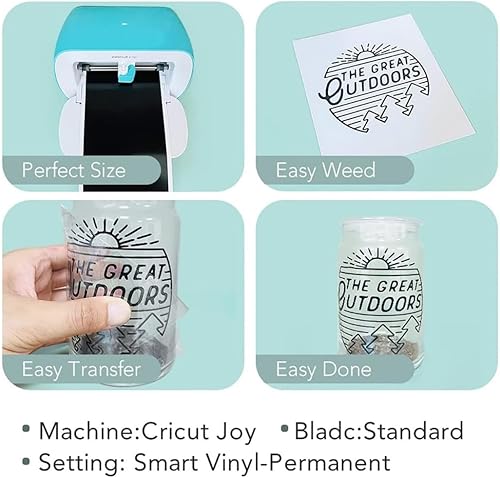 Miniatura 5 de Vinilo inteligente permanente para Cricut Joy Machine Materiales de vinilo de corte sin paspartú, 5.5 x 120 pulgadas, color negro