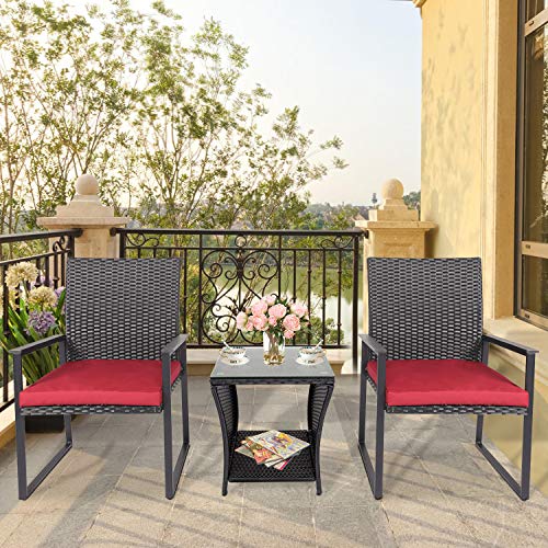 Kinbor Outdoor Side Table, Patio Wicker Table, Porch Side Table, Black Wicker Side Table Outdoor #TOP1