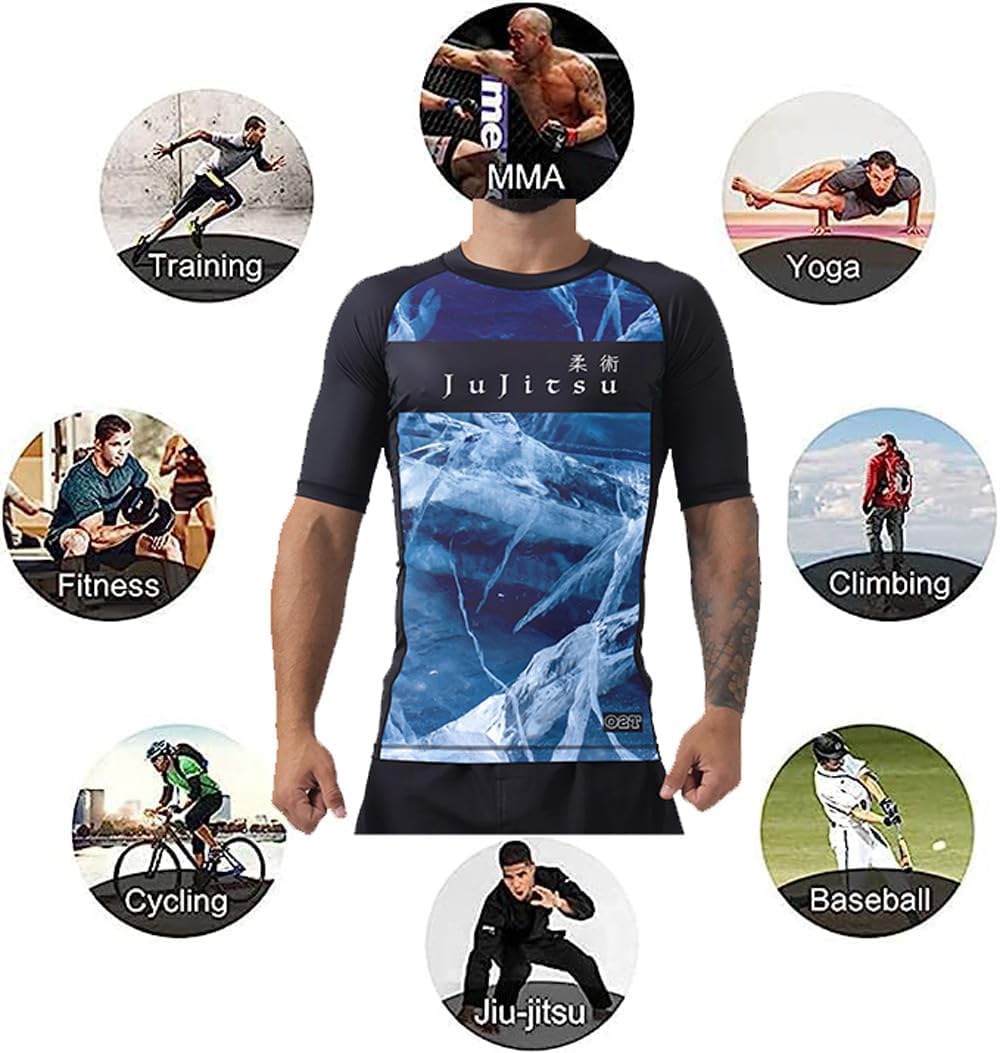 O2TEE Custom BJJ Rash Guards Personalized No Gi Tight Grappling Base Layer
