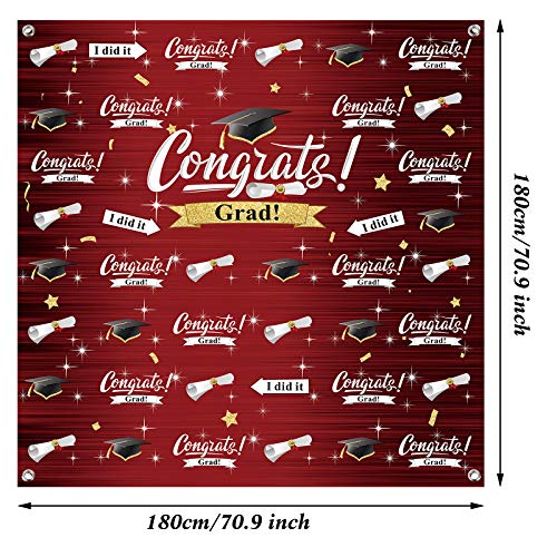 2023 Graduation Photography Backdrop Graduation Party Decorations Fabric Congratulate Grad Backdrop Graduation Celebration Background Banner For Prom Party 70.9 X 70.9 Inch (Maroon) #TOP1