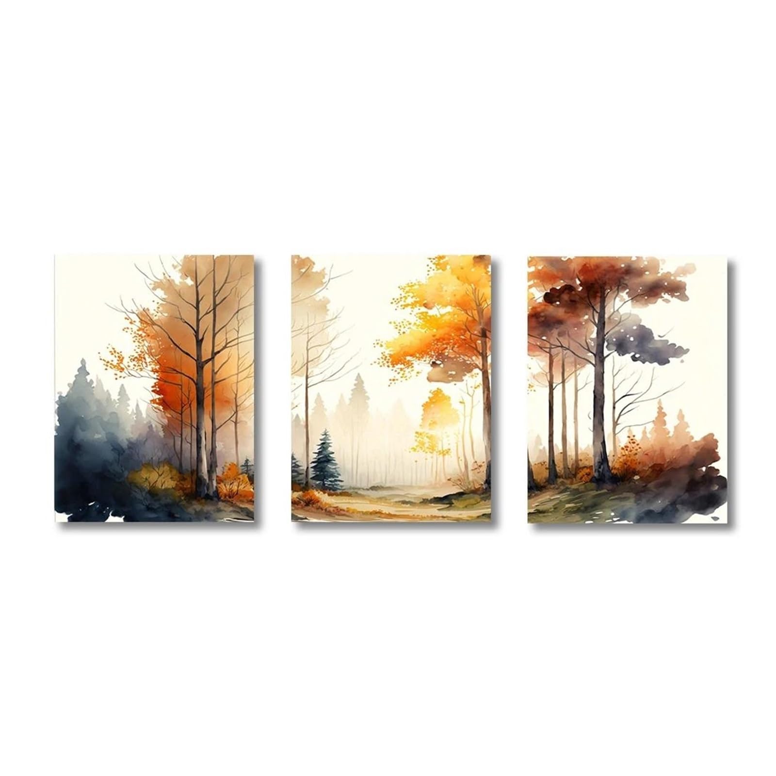Peinture sur toile de forêt d'automne aquarelle pour créer un salon cocooning et chaleureux