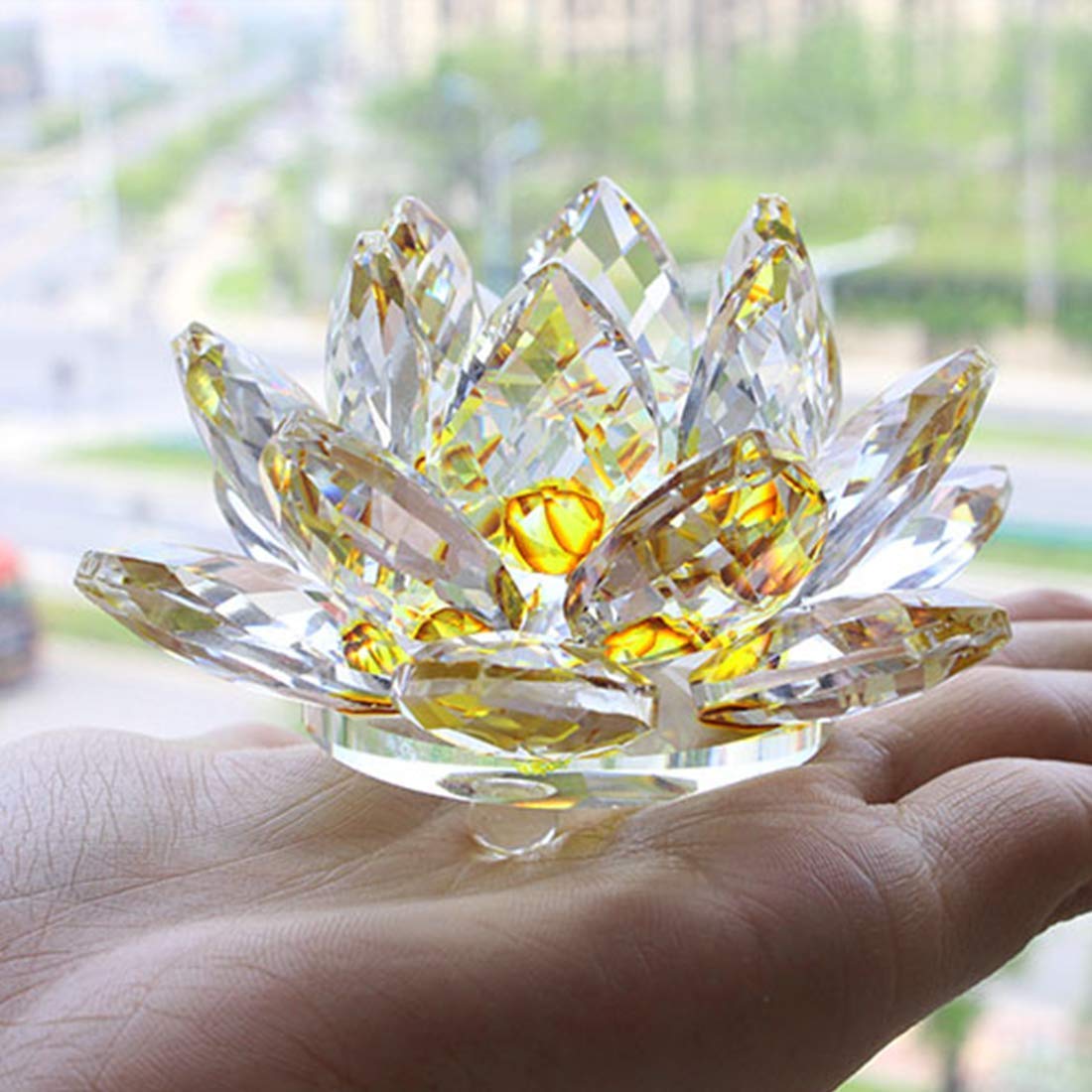 Crystal Lotus Flower - Feng Shui Good Luck Charm -4