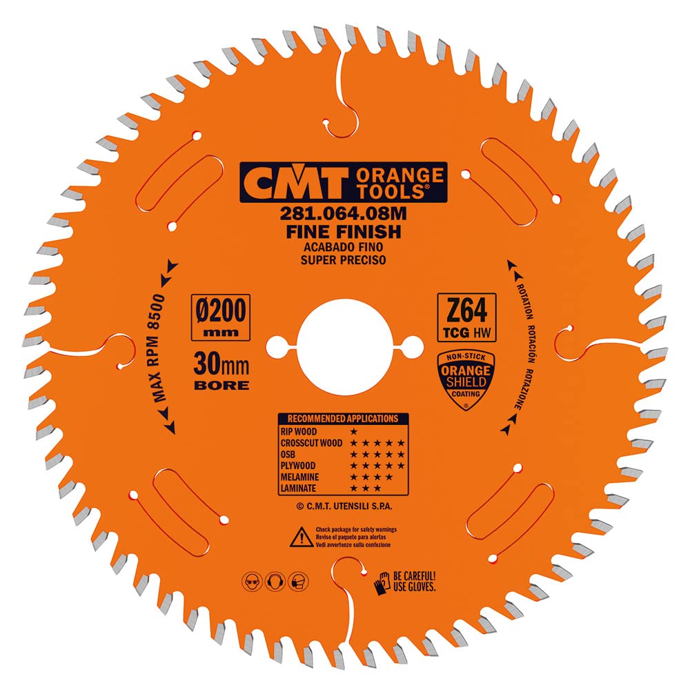 CMT Orange Tools 281.064.09M - Sierra Circular Laminado y Aglomerado HW 220x3.2/2.2x30 Z64 TCG 10pos