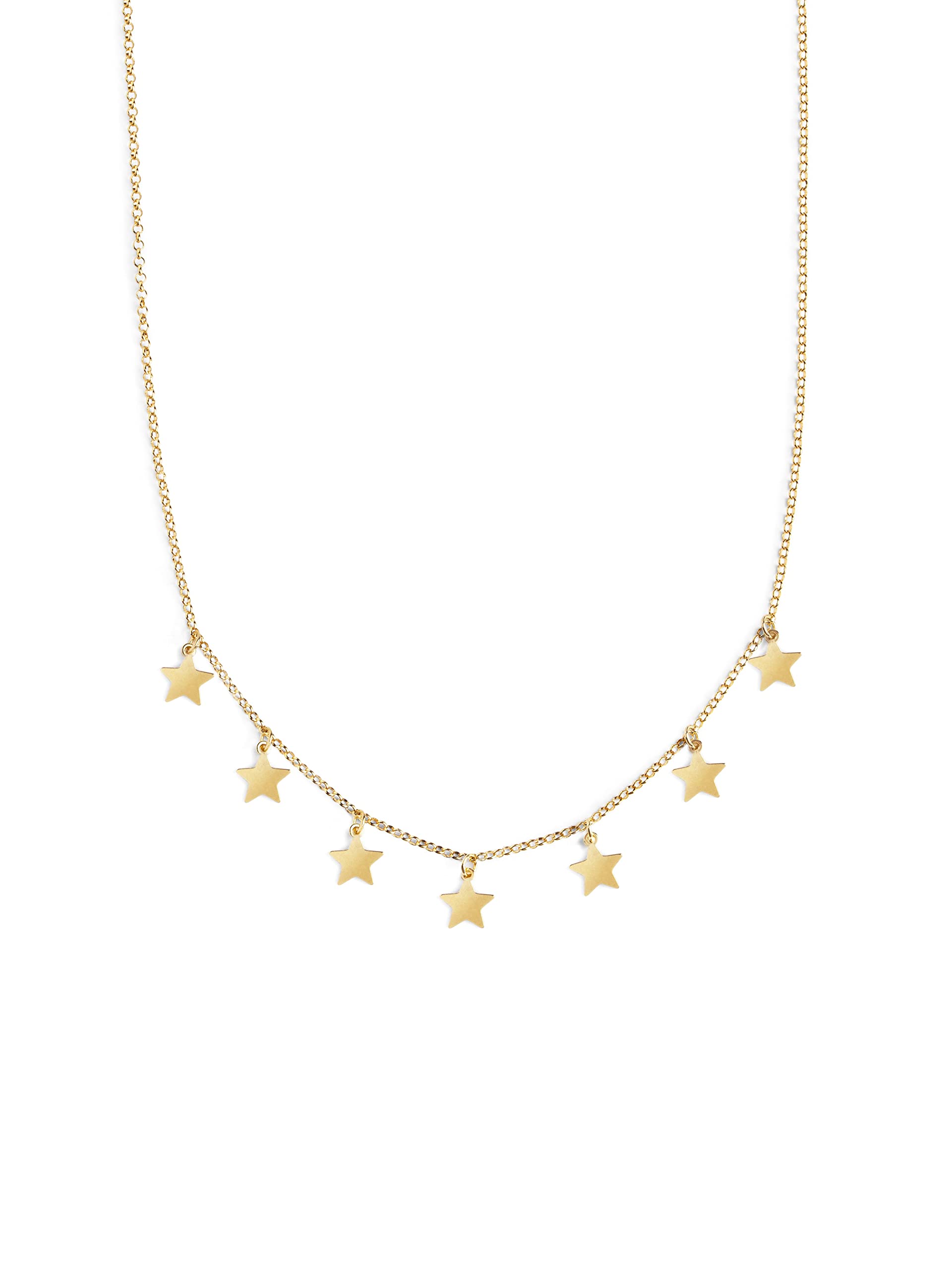 SINGULARU Collar Mini Stars - Colgante en Plata de Ley 925 con Baño en Oro de 18 Kt con Estrellas - Cadena de Talla Unica - Joyas para Mujer - Hecho en España - Baño en Oro de 18 Kt
