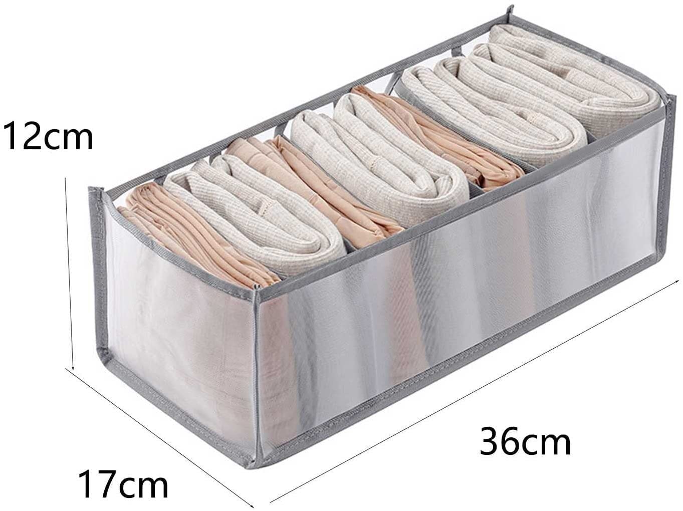 4 PCS Organisateur De Vêtements De Garde-robe Lavable 7 Grilles Organisateur De Placard Visible Pliable Boîte De Séparation En Maille Pour Tiroir À Vêtements Pour T-shirt Legging Jupes Jeans