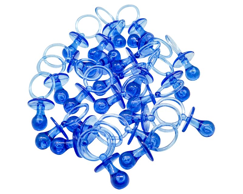 Image of 2.5 inch Baby Pacifier Party Favors, 36 Pieces, Gender Reveal Shower Decorations, Boy Girl Gender Neutral Table Scatter, DIY Party Games Decor (Royal Blue)