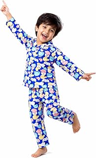 Rudra Unisex Premium Nightsuit Set, Co-ord Set, Blue, Cute Bear Print, Long Sleeve Shirt and Pyjama, Boys Girls Sleepwear,... Price In India