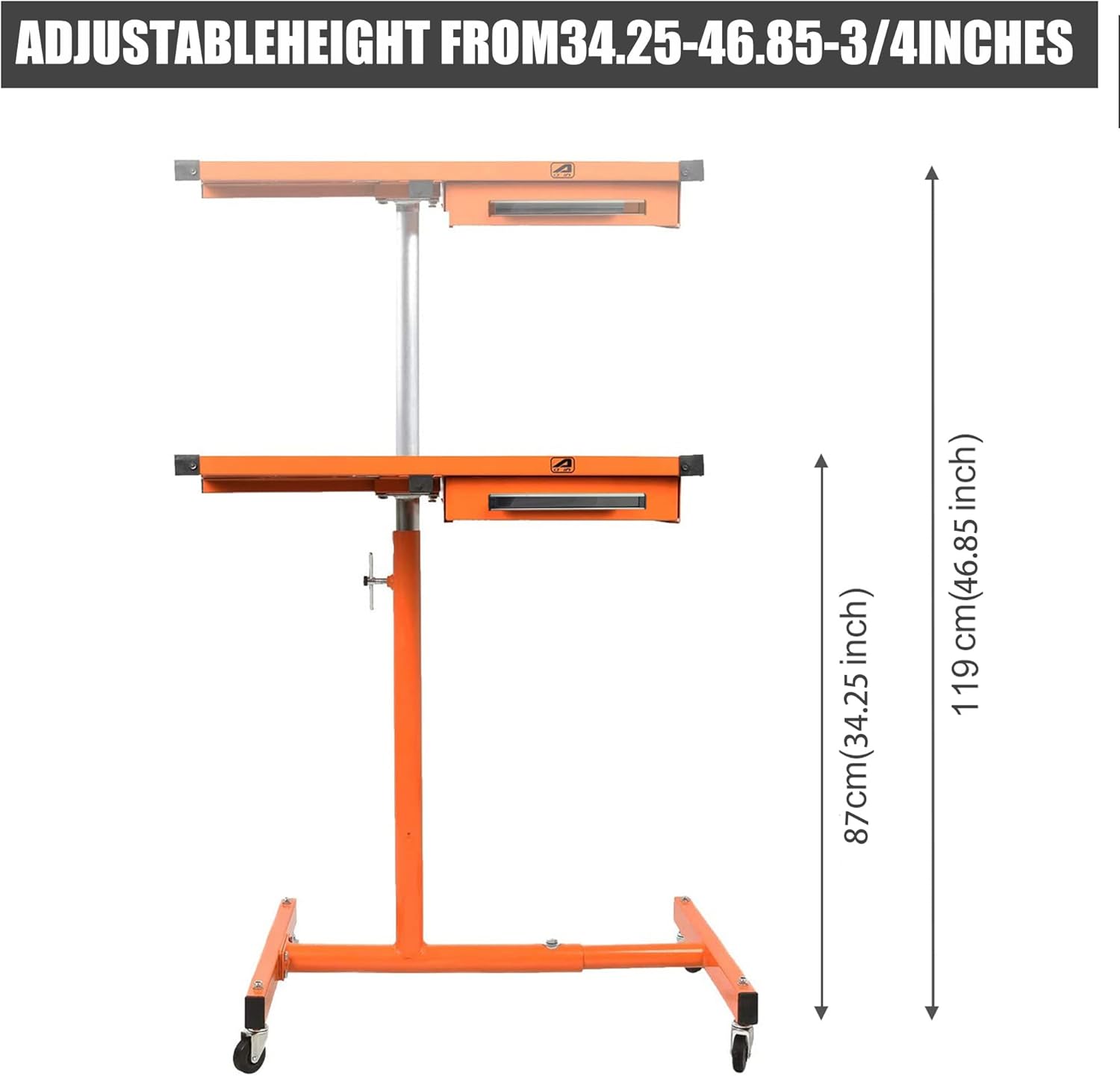 Aain LT18 Heavy Duty Adjustable Work Table with Drawer Rolling Tool Tray Table with Wheels Orange and SUNEX Tools 1831, 1/4 Inch Drive 14-Piece Deep Magnetic Impact Socket Set, Metric, 4mm-15mm