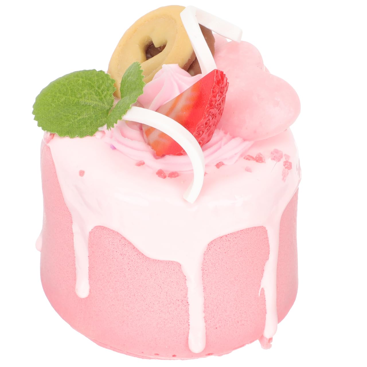 Modelo de pastel artificial de fresa simulación de postres rosa
