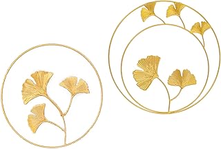 Decoración Metal con Hojas Ginkgo, Esculturas Pared Hierro Vintage, Adecuado para Dormitorio, Sala de Estar, Oficina, Decoración Moderna, Accesorios para Fotos