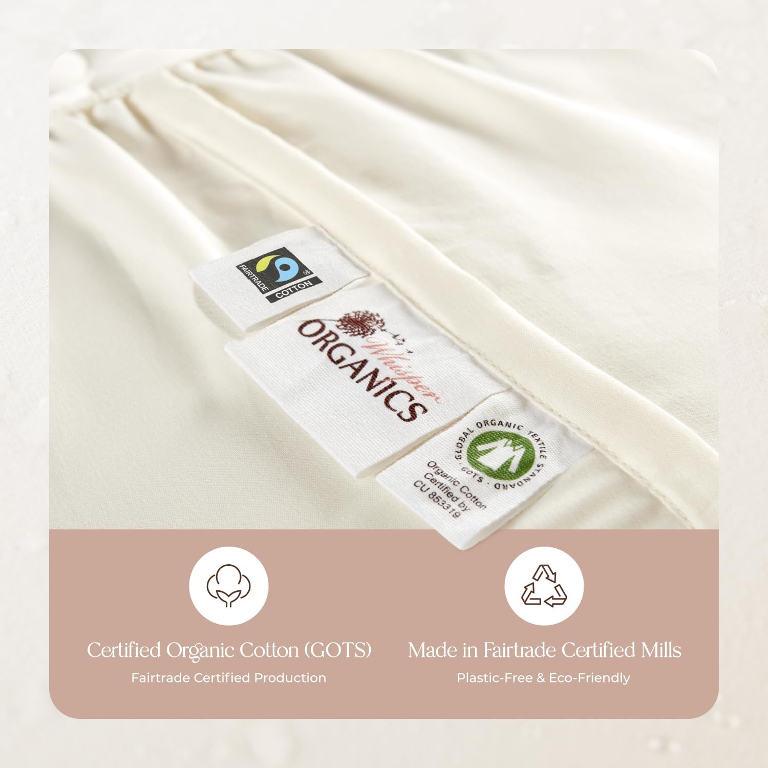 100% Cotton Organic Mattress Pad - Breathable & Cooling Mattress Protector Split King - Premium 300GSM Quilted and Machine Washable - Fairtrade & GOTS Certified Bed Protector (Ivory, Split King)