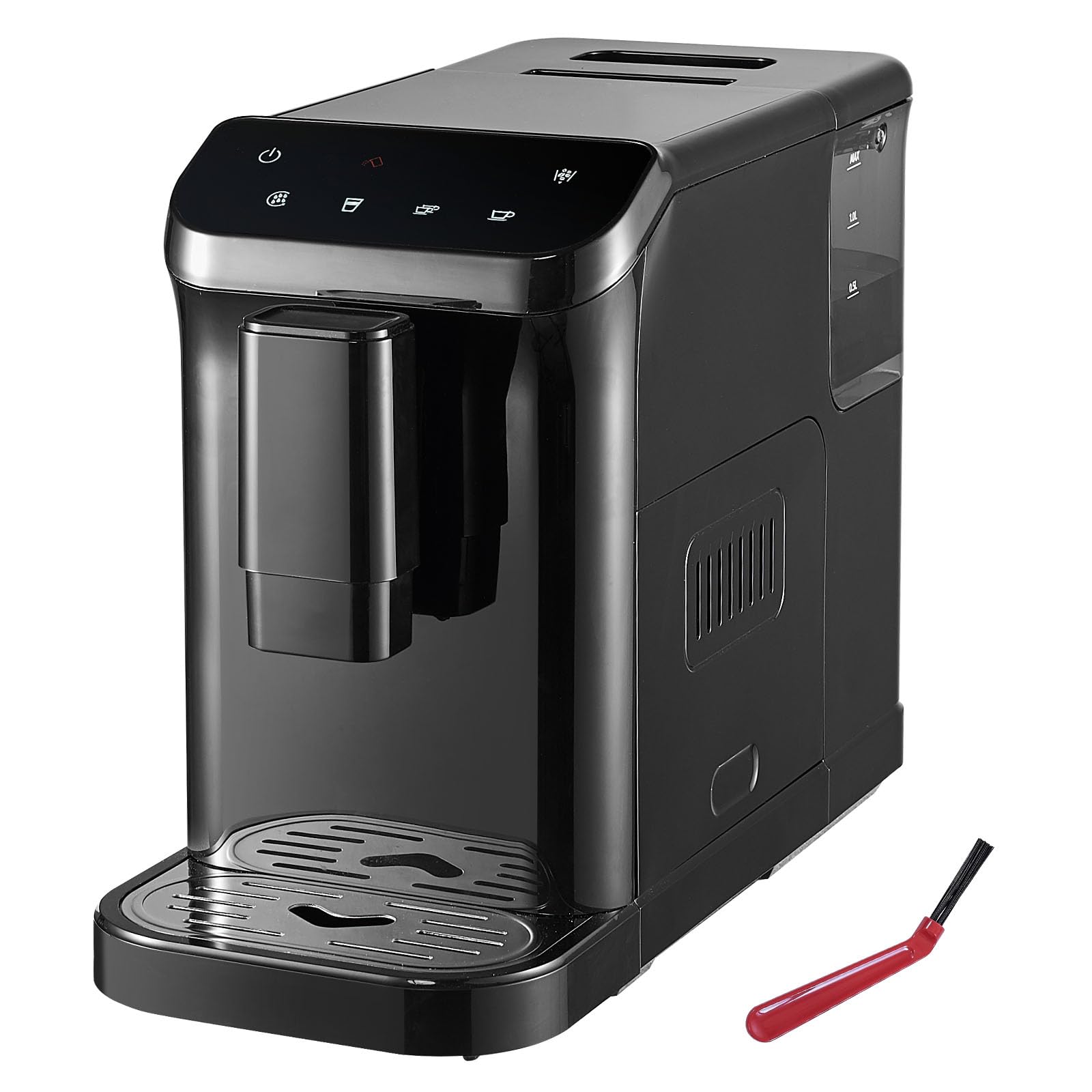 Happybuy Automatic Espresso Machine with Built, in Grinder, 15-Bar Pressure, 15 Adjustable Grind Settings, 1.5L Water Tank & 180g Bean Hopper