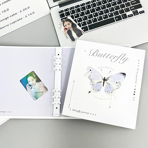 Miniatura 6 de Baskiss Carpeta para tarjetas fotográficas A5 Kpop con 30 páginas de 4 bolsillos y un divisor, bonito 120 bolsillos y 6 anillas, álbum de ajuste