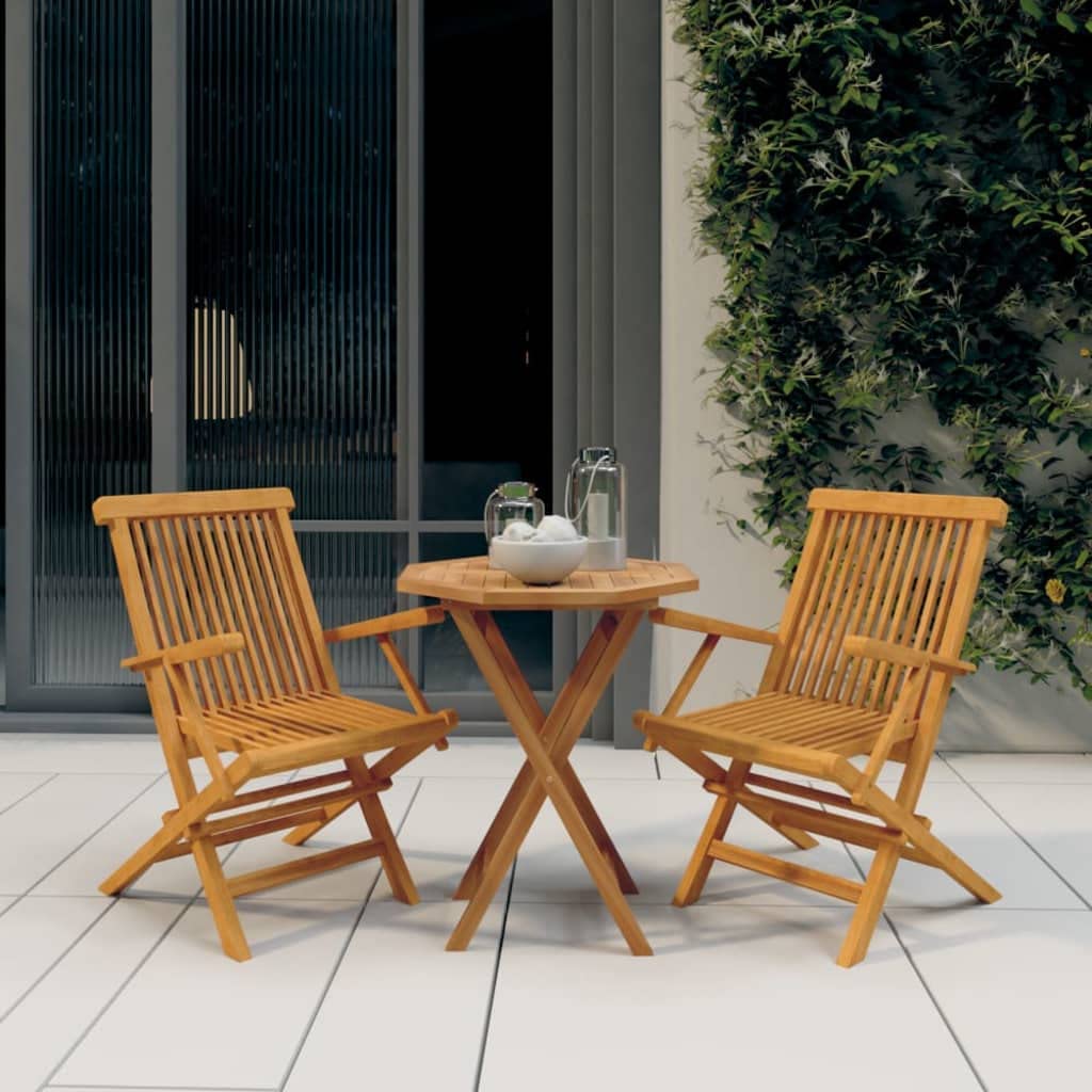 Generico Set da Pranzo per Giardino 3 pz in Legno Massello di Teak,Mobili,Mobili da Giardino,Set da Giardino,Marrone,24.6 kg,3087191