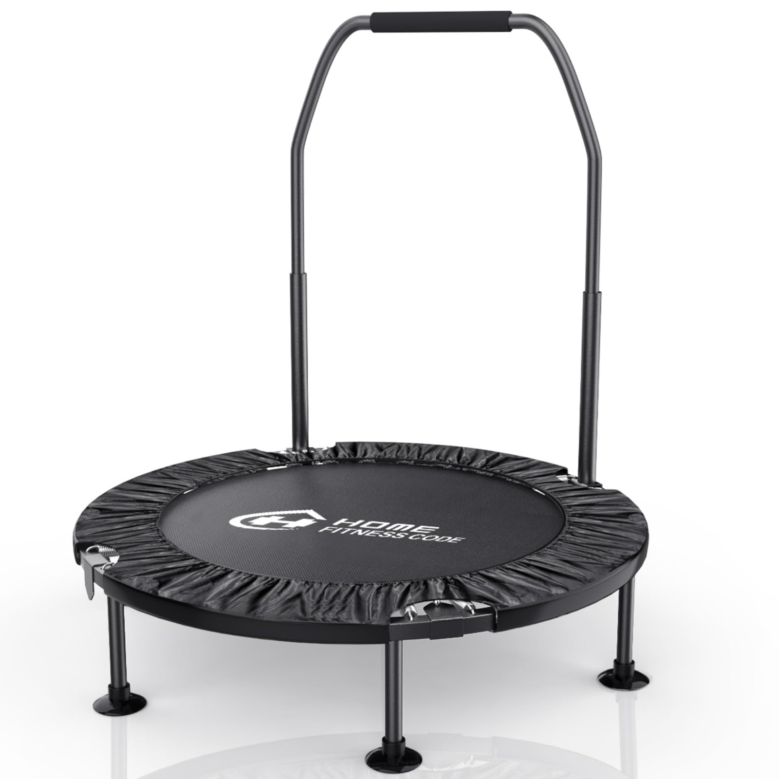 Mini trampoline de fitness pliable de 101,6 cm pour adultes et enfants – Capacité de 150 kg, poignée et pieds antidérapants, 32 ressorts en acier, pour exercices d'intérieur/extérieur