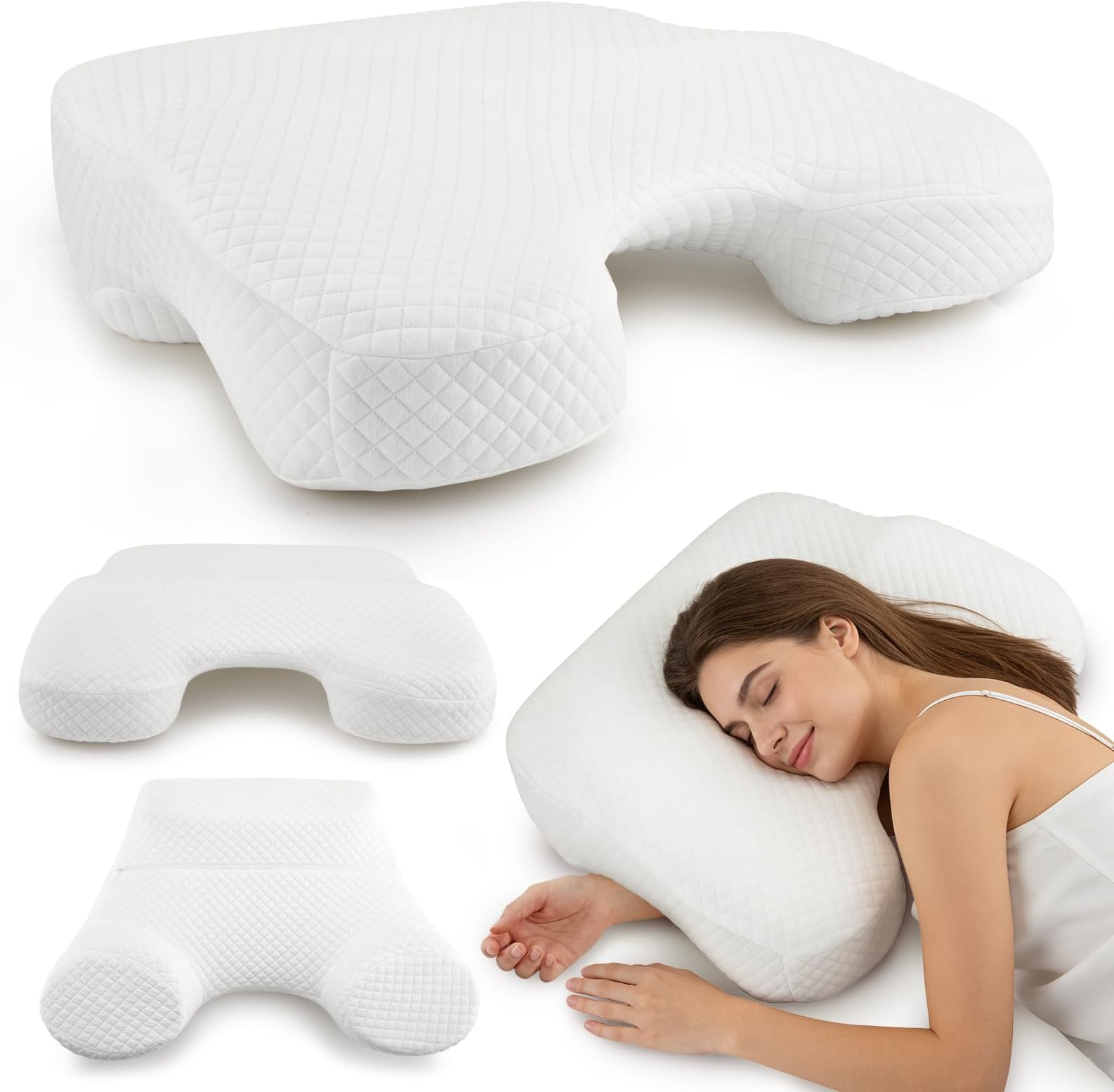 Pillow with Arm Hole, Memory Foam Arm Pillows, Side Sleeping Pillow with Arm Tunnel for Shoulder and Neck Pain, Anti Hand Numb Pressure Ergonomic Pillows for Side Sleeper, Stomach Sleeping