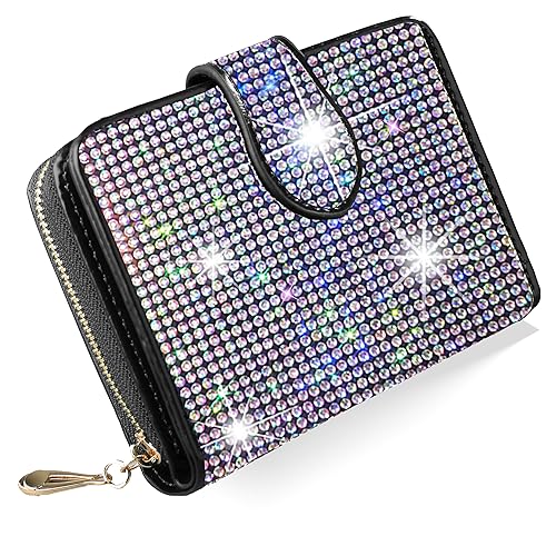 Bling Rhinestone Small Womens Wallet Girls Clutch Artificial Diamond Purse Credit Card ID Coin Holder W/Zipper Colorful - Main Image