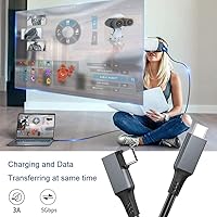 Vista 4 de QCEs Cable de enlace de 16 pies (16.4 ft) compatible con cable Meta/Oculus Quest Link, cable de auriculares USB C a USB C VR con carga rápida