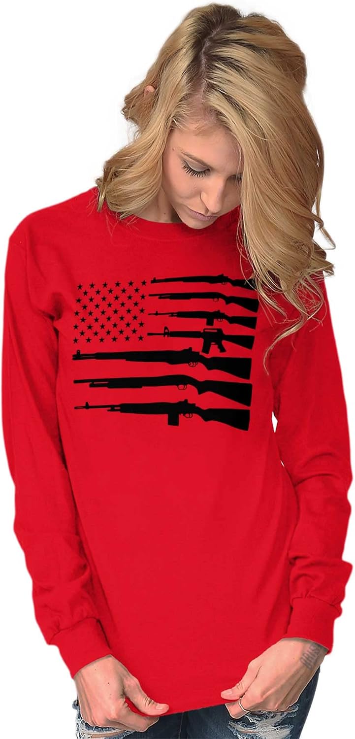 American Flag Arms USA Pro 2A Rights Long Sleeve Tshirt Men Women