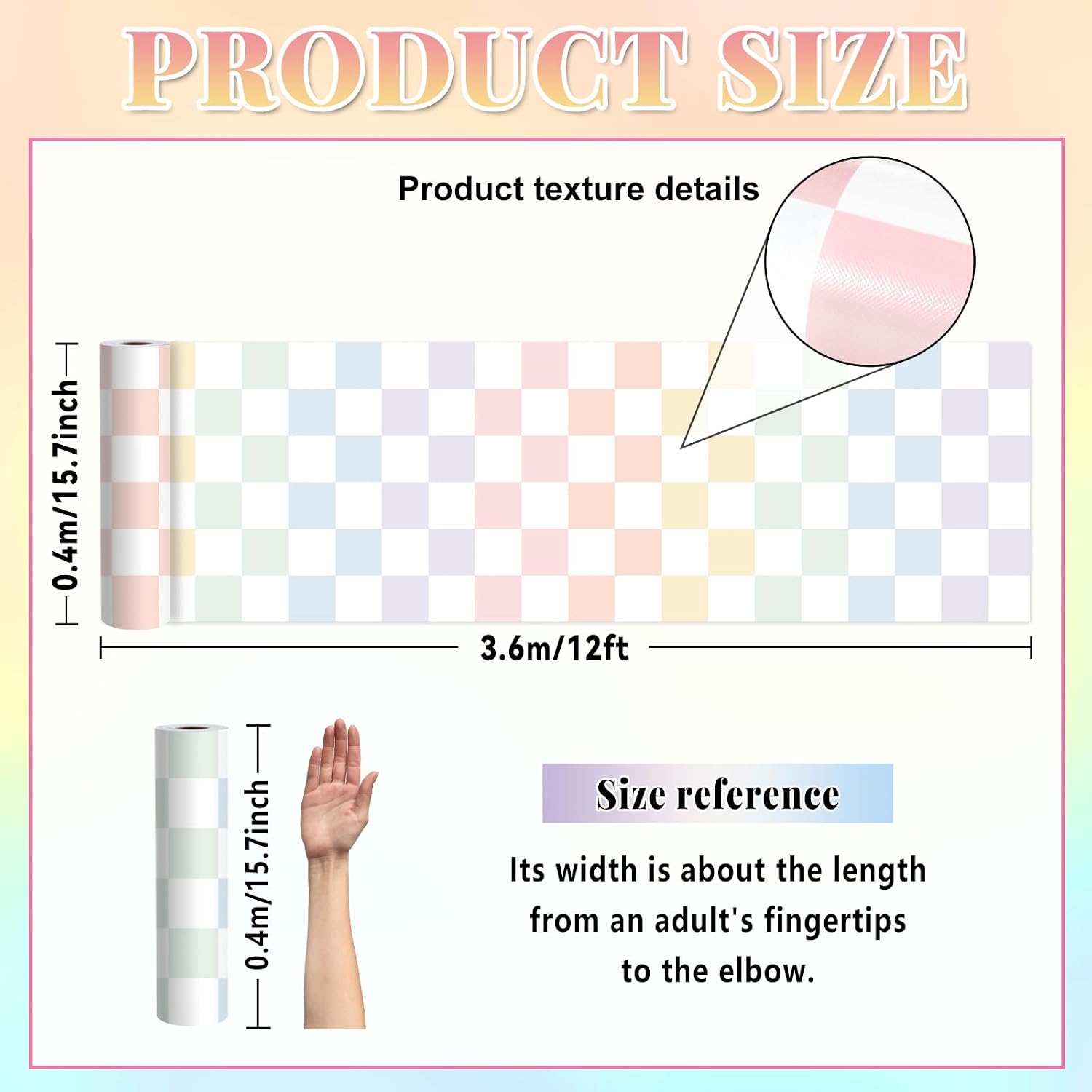 Colorful Checkered Bulletin Board Roll Non-Woven Fabric Poster 15.7" x12ft image 2