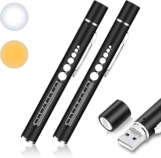 flintronic Lanterna de caneta de diagnóstico médico, 2 peças luz médica com escala de medição, 2 modos USB lanterna de d...