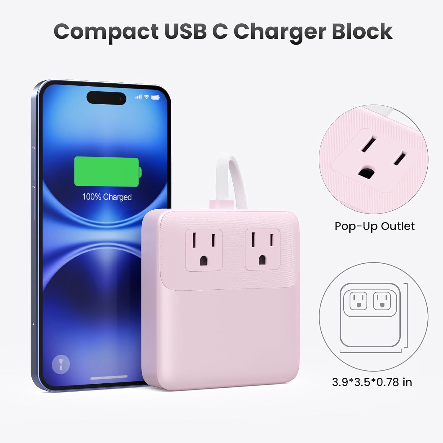 USB C Charger Block,135W GaN Fast Charging Station Hub,6-in-1 USB C Power Strip with 5ft Cord,2 AC & 2 USB A & C,PD 65W Laptop Charger for MacBook Air/Pro,iPhone16/15,Galaxy S24 etc